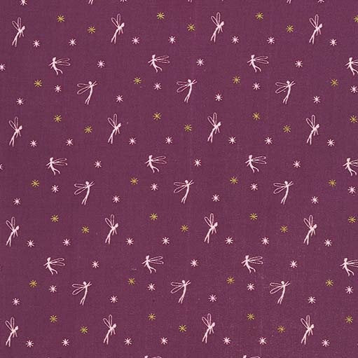 SALE Peter Pan - Tink - Mauve - Sarah Jane for Michael Miller - Purple Tinkerbell METALLIC - Quilting Cotton Fabric