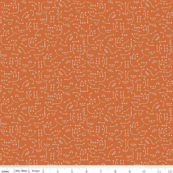 SALE Varsity Playbook Orange - Riley Blake Designs - Sports Basketball - Quilting Cotton Fabric