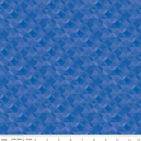 31" End of Bolt - SALE Crayola Kaleidoscope Midnight Blue - Riley Blake Designs - Blue Orange Peel Circle Pattern - Quilting Cotton Fabric