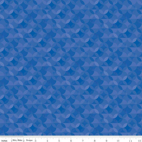Crayola Kaleidoscope Midnight Blue - Riley Blake Designs - Blue Orange Peel Circle Pattern - Quilting Cotton Fabric