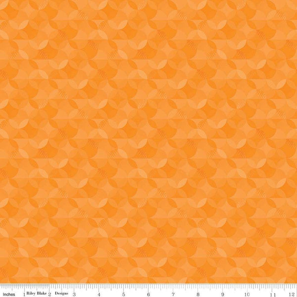 SALE Crayola Kaleidoscope Smashed Pumpkin - Riley Blake Designs - Orange Peel Circle Pattern - Quilting Cotton Fabric