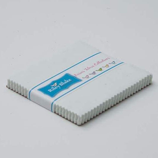 DEAL Confetti Cottons Solid White 5" Stacker 42-Piece Precut Bundle - Riley Blake Designs Quilting Cotton Fabric