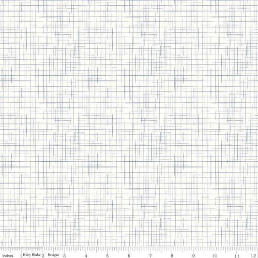 Gunny Sack Denim - Riley Blake Designs - Cream & Blue - Lori Holt - Quilting Cotton Fabric