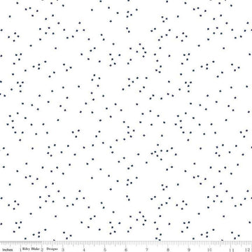 Blossom on White Navy - Riley Blake Designs - Blue on White - Quilting Cotton Fabric
