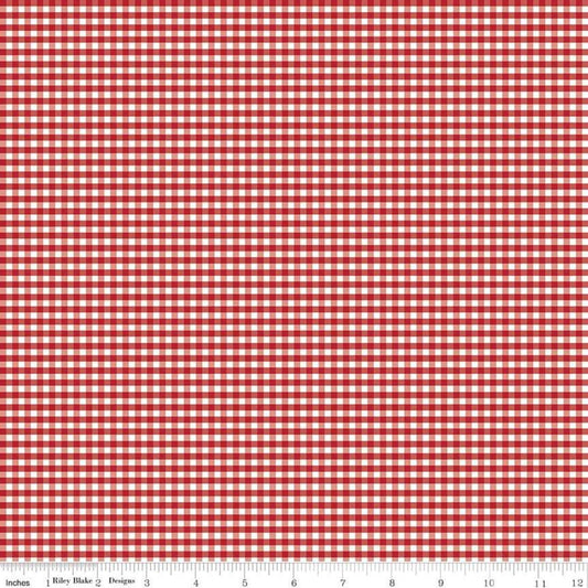 DEAL Red & White 1/8" Eighth Inch Small PRINTED Gingham C440 - Riley Blake Designs - Checker - Quilting Cotton Fabric