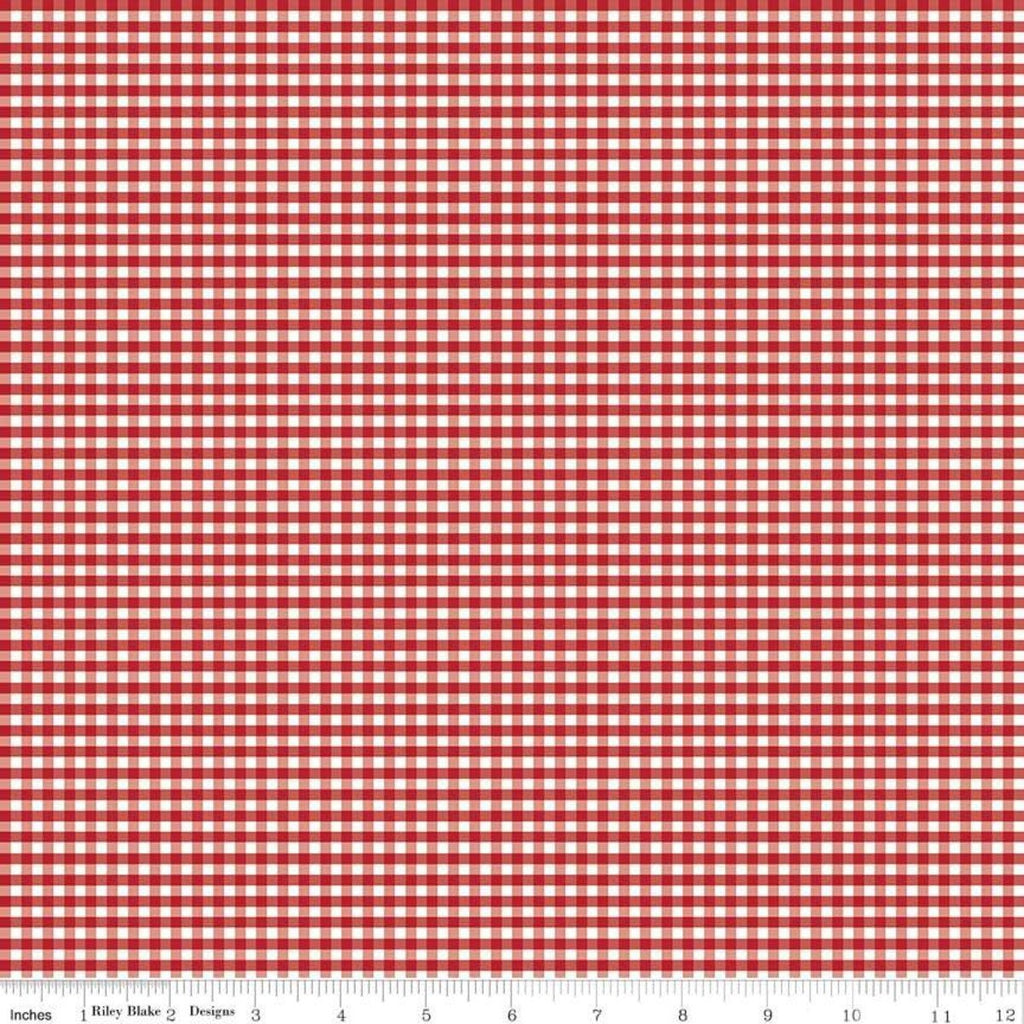 Red and White 1/8" Eighth Inch Small PRINTED Gingham C440 - Riley Blake Designs - Checker - Quilting Cotton Fabric
