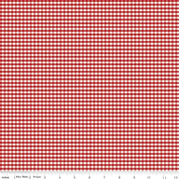 SALE Red and White 1/8" Eighth Inch Small PRINTED Gingham C440 - Riley Blake Designs - Checker - Quilting Cotton Fabric