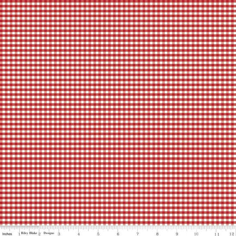 SALE Red and White 1/8" Eighth Inch Small PRINTED Gingham C440 - Riley Blake Designs - Checker - Quilting Cotton Fabric