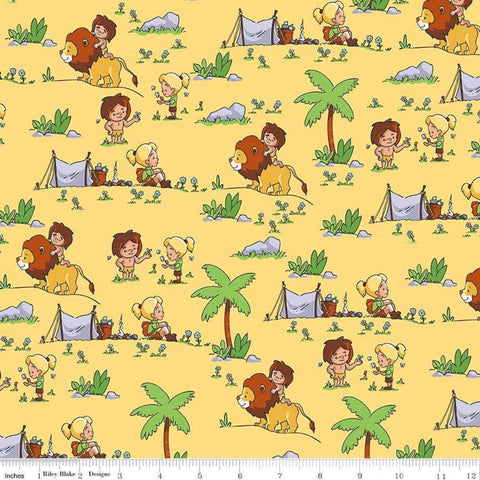 CLEARANCE Tarzanimals Tarzan and Jane Yellow - Riley Blake Designs - Jungle Animals Lions - Quilting Cotton Fabric -