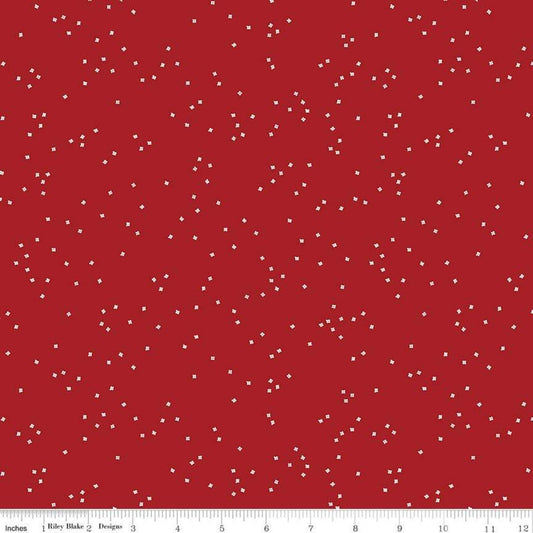 DEAL Blossom White on Barn Red - Riley Blake Designs - Quilting Cotton Fabric