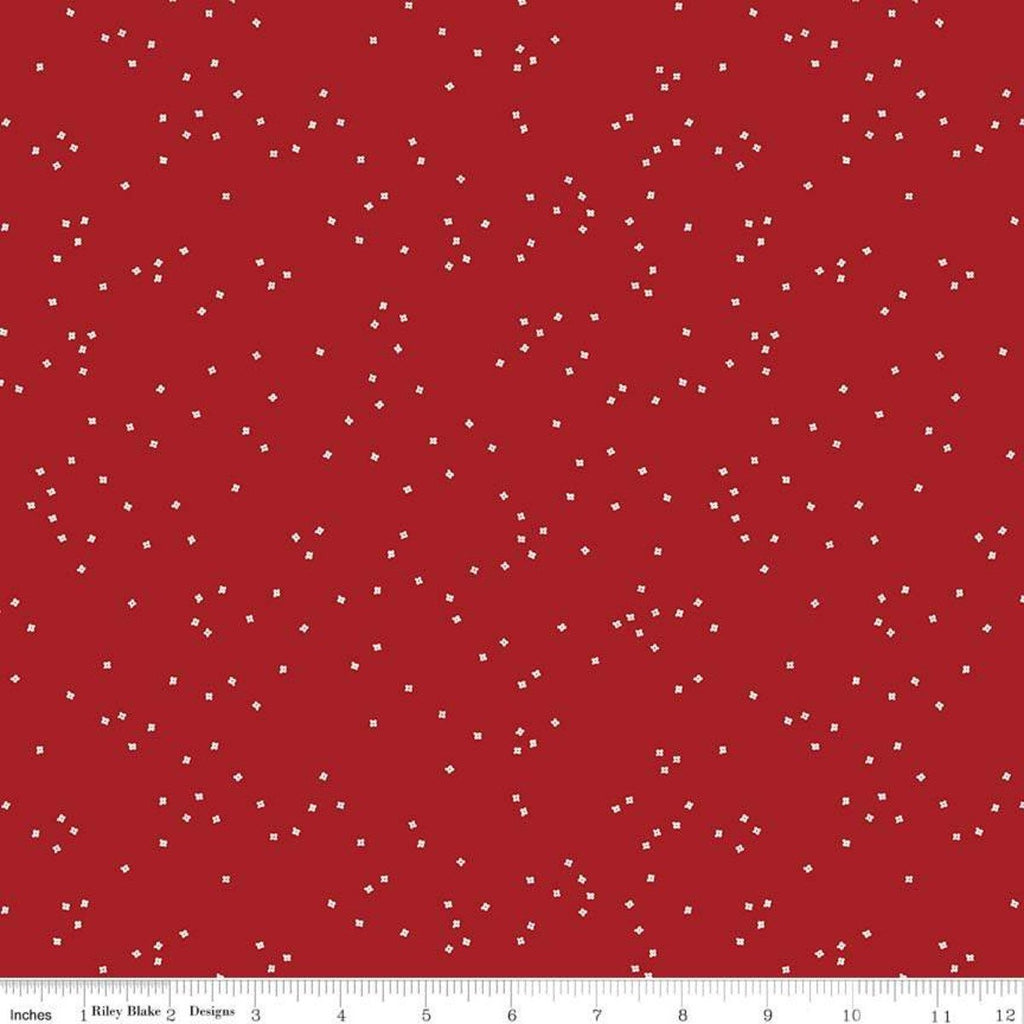 SALE Blossom White on Barn Red by Riley Blake Designs - Quilting Cotton Fabric