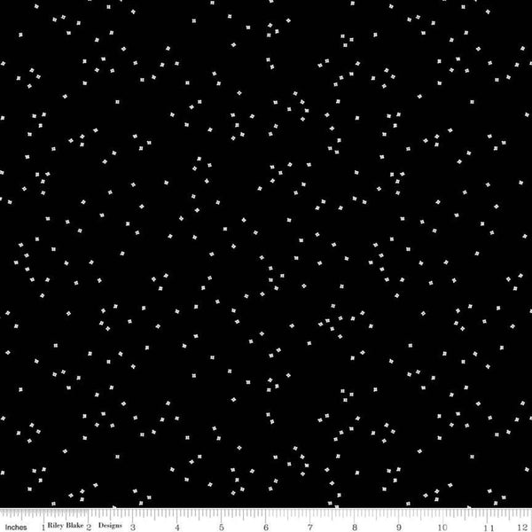 SALE Blossom Black by Riley Blake Designs - White on Black - Quilting Cotton Fabric