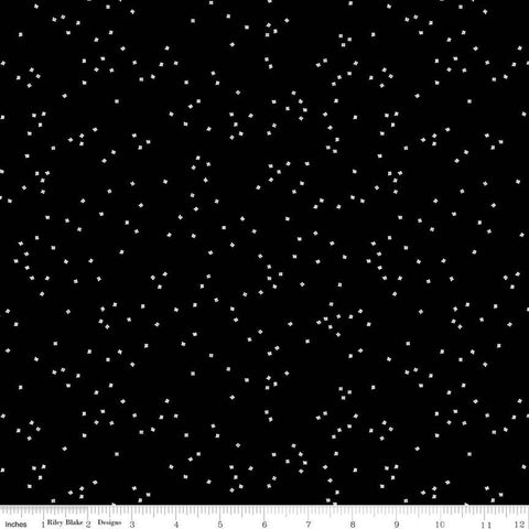 SALE Blossom Black by Riley Blake Designs - White on Black - Quilting Cotton Fabric