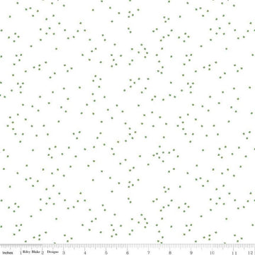 SALE Blossom on White Clover - Riley Blake Designs - Green on White - Quilting Cotton Fabric