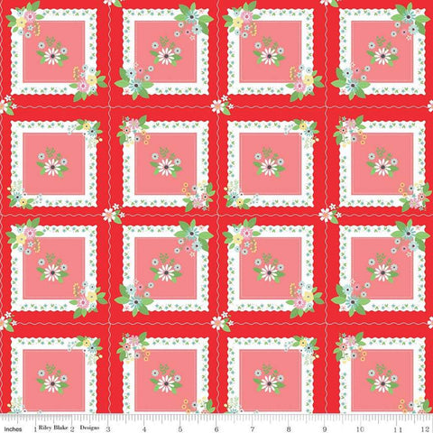17" End of Bolt - CLEARANCE Vintage Keepsakes Handkerchief Red - Riley Blake Designs - Floral Flowers - Quilting Cotton Fabric