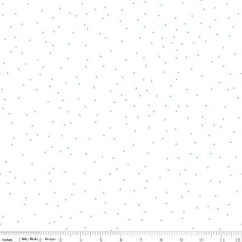 SALE Pin Dot Aqua - Riley Blake Designs - Aqua Blue on White Polka Dot - Quilting Cotton Fabric