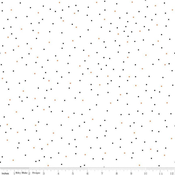 SALE Pin Dot Halloween - Riley Blake Designs - Orange Black Dots on White - Lori Holt - Quilting Cotton Fabric - choose your cut