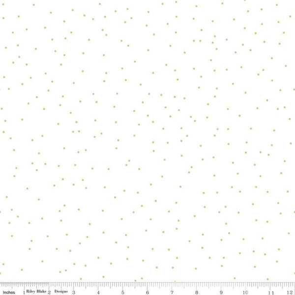 SALE Pin Dot Green - Riley Blake Designs - Lori Holt - Green on White Polka Dot - Quilting Cotton Fabric