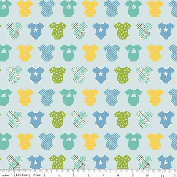 12 Inch End of Bolt Piece - SALE Sweet Baby Boy Onesies Light Blue - Riley Blake Designs - Quilting Cotton Fabric