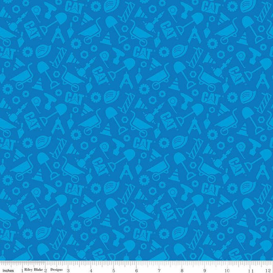CLEARANCE CAT Buildin' Crew Construction Set Blue - Riley Blake Designs - Tone on Tone Tools - Quilting Cotton Fabric