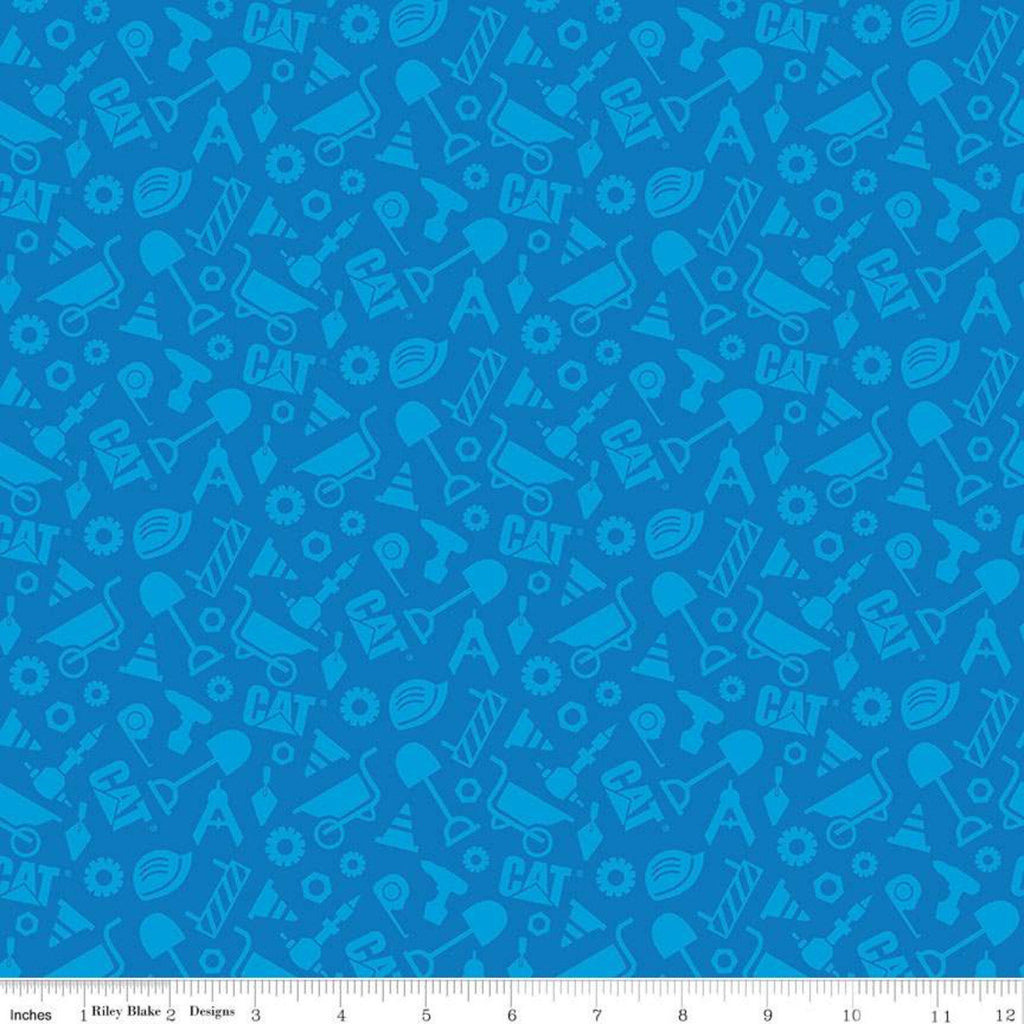 CLEARANCE CAT Buildin' Crew Construction Set Blue - Riley Blake Designs - Tone on Tone Tools - Quilting Cotton Fabric