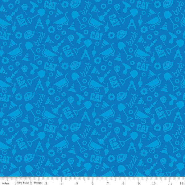 CLEARANCE CAT Buildin' Crew Construction Set Blue - Riley Blake Designs - Tone on Tone Tools - Quilting Cotton Fabric