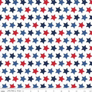 Star Patriotic - Riley Blake Designs - 1/2" Stars on White - Quilting Cotton Fabric