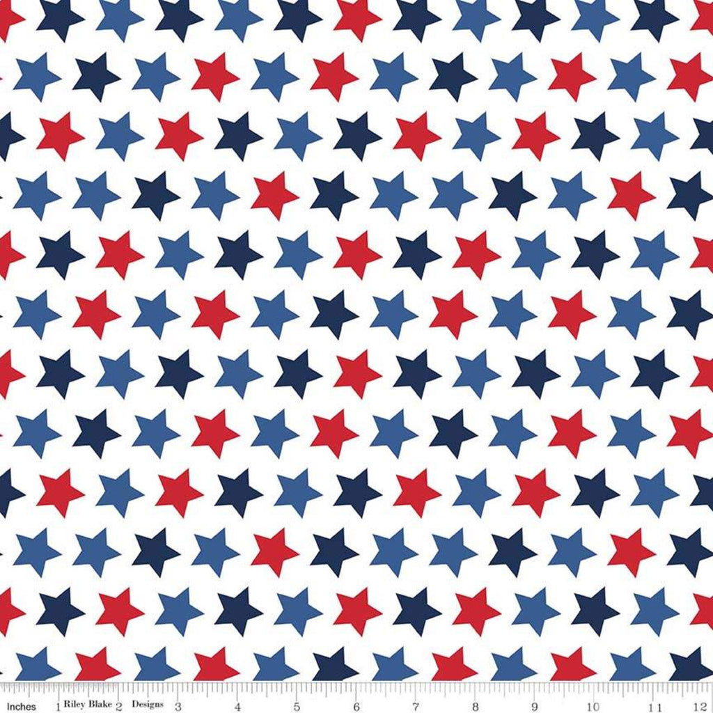 Star Patriotic - Riley Blake Designs - 1/2" Stars on White - Quilting Cotton Fabric