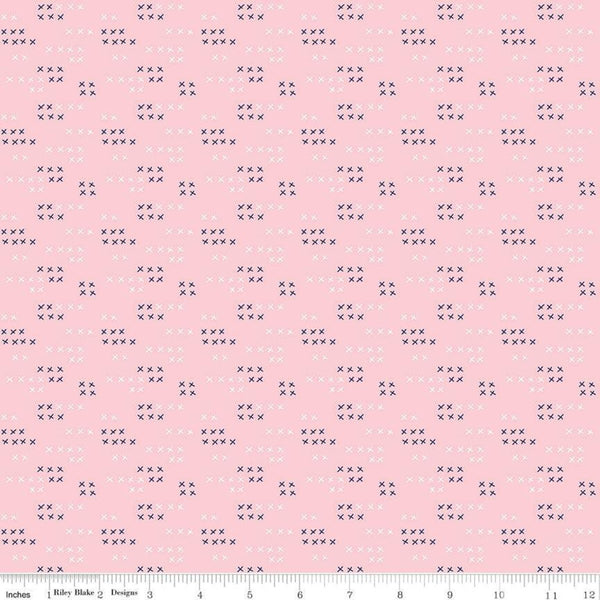 29" End of Bolt Piece - SALE Simple Goodness X's Pink - Riley Blake Designs - Quilting Cotton Fabric