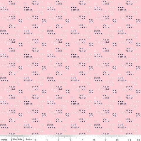 29" End of Bolt Piece - SALE Simple Goodness X's Pink - Riley Blake Designs - Quilting Cotton Fabric