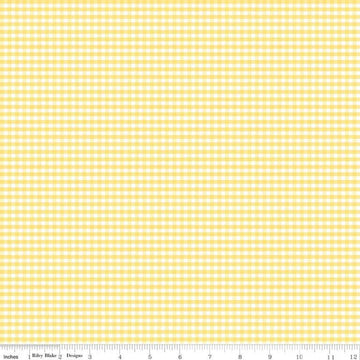 17" End of Bolt - Yellow and White 1/8" Eighth Inch Small PRINTED Gingham - Riley Blake Designs - Checker - Quilting Cotton Fabric