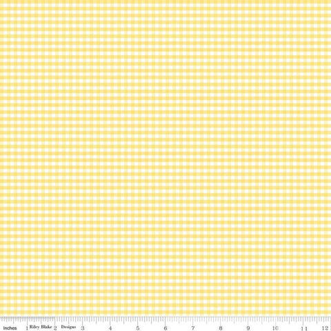 Yellow and White 1/8" Eighth Inch Small PRINTED Gingham - Riley Blake Designs - Checker - Quilting Cotton Fabric