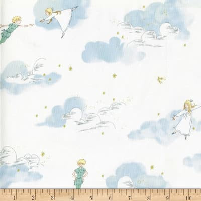 Peter Pan - Peter and Wendy - Cloud - Sarah Jane for Michael Miller - Blue METALLIC SPARKLE - Quilting Cotton Fabric