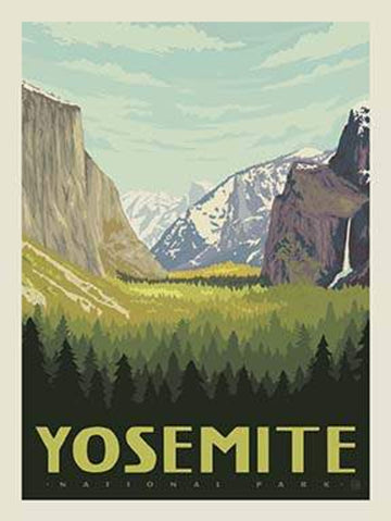 National Parks Poster Panel Outdoors Recreation Yosemite Fabric Panel - P8789 - Riley Blake Quilting Cotton Fabric