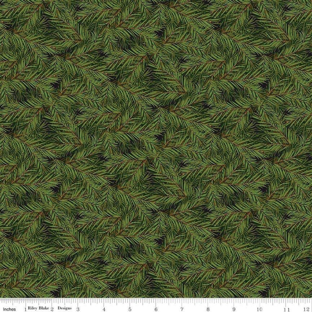Christmas Memories Pine Branches Black - Riley Blake Designs - Green F –  Cute Little Fabric Shop