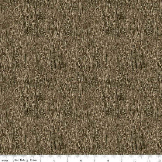 CLEARANCE Fish and Fowl Reeds Brown - Riley Blake  - Outdoors Fishing Birds Plants  - Quilting Cotton