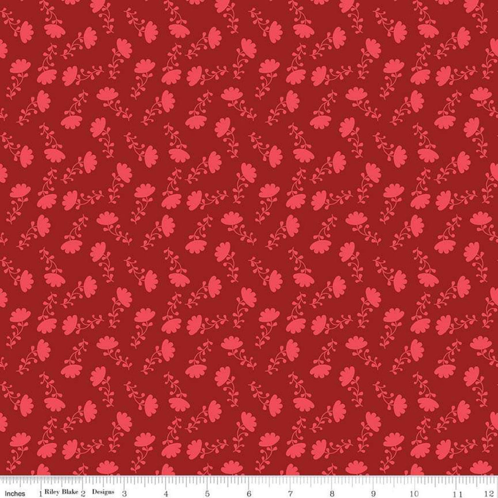 CLEARANCE Lucy's Garden Tonal Red - Riley Blake Designs - Tone on Tone Flowers Floral - Quilting Cotton Fabric