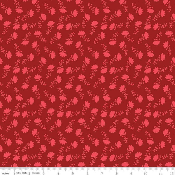 CLEARANCE Lucy's Garden Tonal Red - Riley Blake Designs - Tone on Tone Flowers Floral - Quilting Cotton Fabric