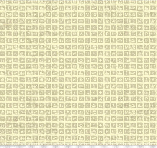 SALE National Parks Signs Cream - Riley Blake Designs - Recreation Outdoors Icons - Quilting Cotton Fabric