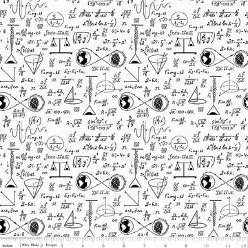 NASA Apollo 11 Astrophysics White - Riley Blake Designs - Space Math Equations - Quilting Cotton Fabric - Licensed Product
