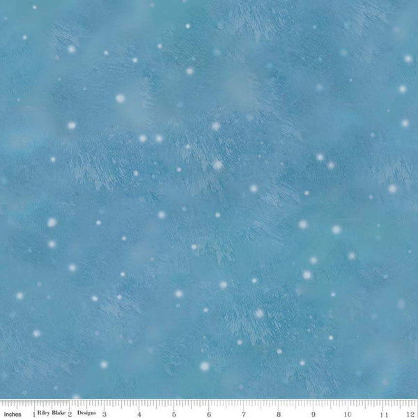 Christmas Memories Snow Flurry Blue - Riley Blake Designs - Snowflakes Winter Flakes  - Quilting Cotton Fabric