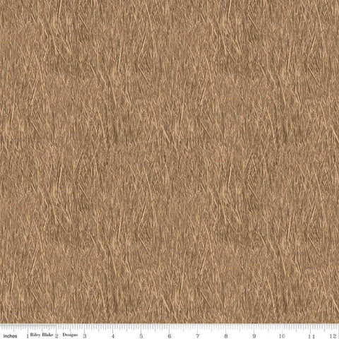 SALE Fish and Fowl Reeds Tan - Riley Blake Designs - Brown Outdoors Fishing Birds Plants  - Quilting Cotton Fabric