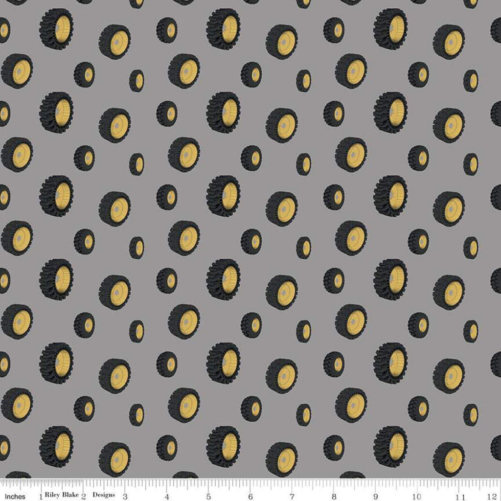 SALE CAT Tires Gray - Riley Blake Designs - Construction Truck Tires - Quilting Cotton Fabric