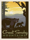 National Parks Poster Panel Great Smoky Mountains - Riley Blake Designs - Outdoors North Carolina Bears - Quilting Cotton Fabric