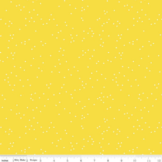 CLEARANCE Blossom Lemon Zest - Riley Blake Designs - Flowers Floral White on Yellow - Quilting Cotton Fabric