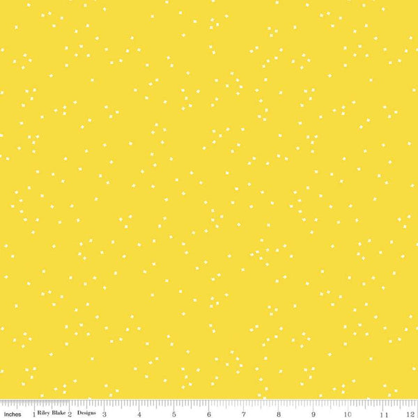 CLEARANCE Blossom Lemon Zest - Riley Blake Designs - Flowers Floral White on Yellow - Quilting Cotton Fabric