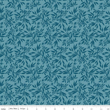CLEARANCE Blooms & Bobbins Leaves Blue KNIT - Riley Blake Designs - Floral Flowers Tone on Tone - Jersey KNIT cotton  stretch fabric