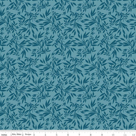 CLEARANCE Blooms & Bobbins Leaves Blue KNIT - Riley Blake Designs - Floral Flowers Tone on Tone - Jersey KNIT cotton  stretch fabric