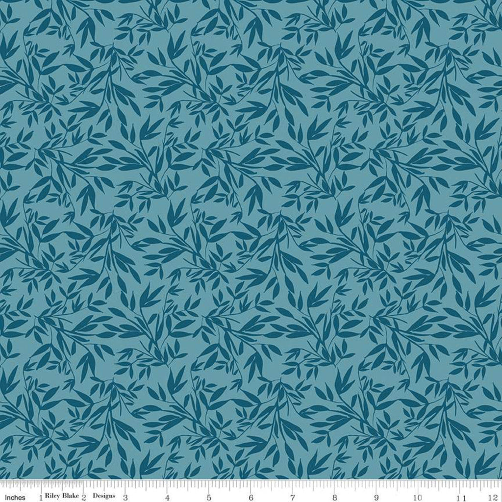 SALE Blooms and Bobbins Leaves Blue KNIT - Riley Blake Designs - Floral Flowers Tone on Tone - Jersey KNIT cotton  stretch fabric