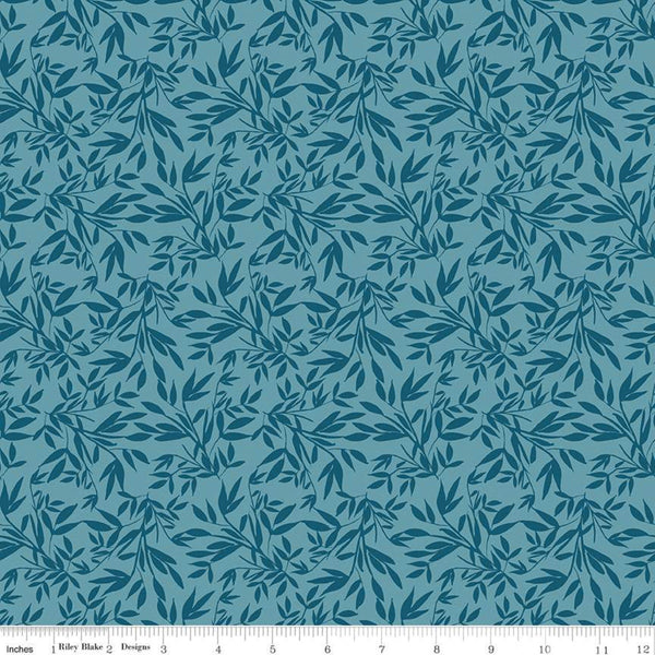 SALE Blooms and Bobbins Leaves Blue KNIT - Riley Blake Designs - Floral Flowers Tone on Tone - Jersey KNIT cotton  stretch fabric